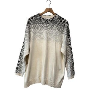 J. Jill Fair Isle Off White Mock Neck Ombre Sweater 2X